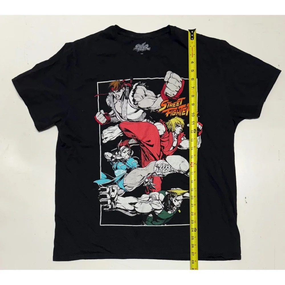 Street Fighter XL Mens Black Graphic T Shirt Ryu‎ Ken Chun Li Capcom Video Game